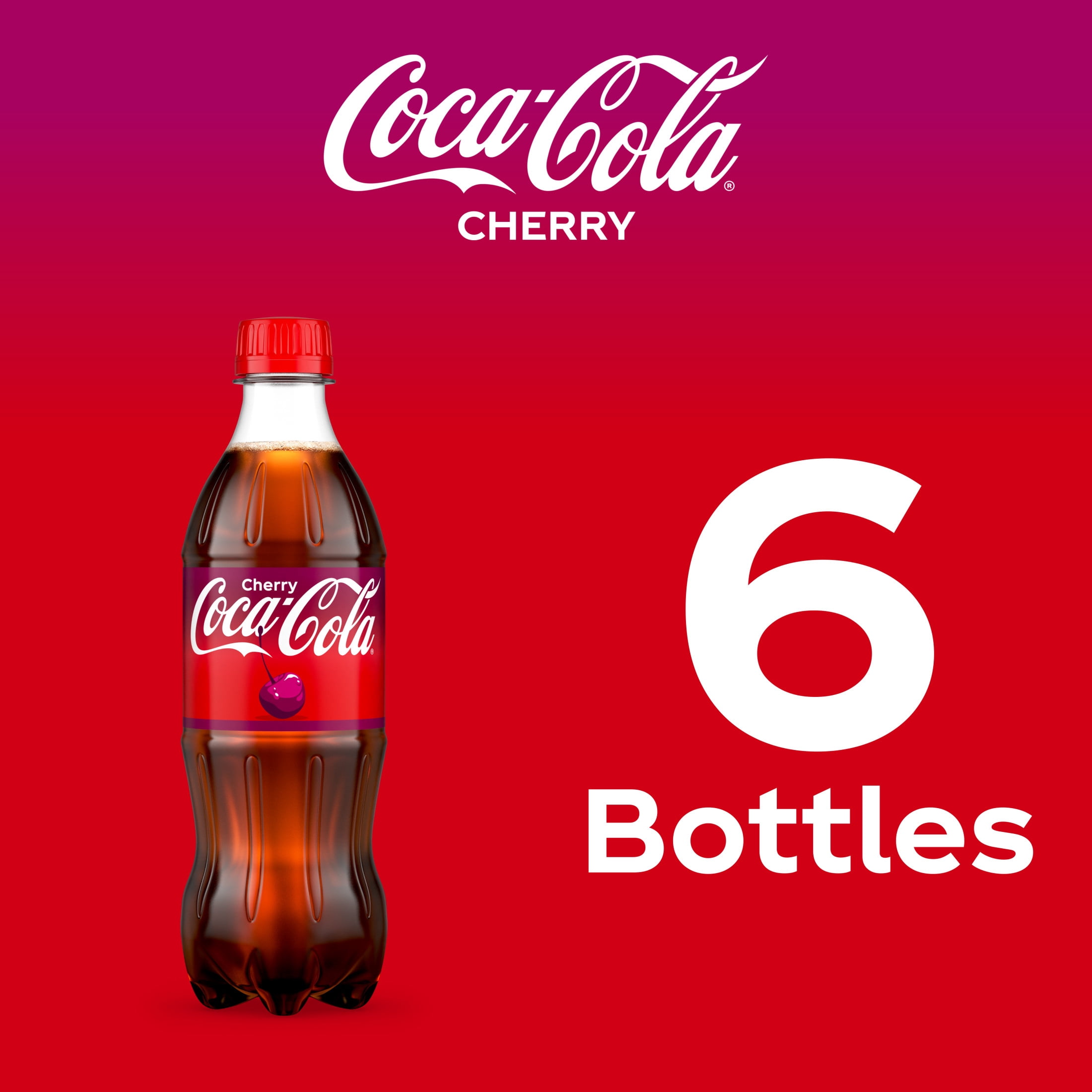 Coca-Cola Cherry Soda Pop Bottles, 16.9 fl oz, 6 Pack