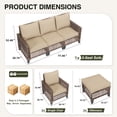 thumbnail image 5 of UDPATIO 5-Piece Outdoor Patio Furniture Set, Outdoor Conversation Set，Wicker Rattan Sofa Set with Ottoman, Garden Conversation Seating Set for Backyard,Brown Wicker Furniture with Khaki Cushions, 5 of 8
