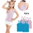 thumbnail image 2 of ZACPNCV 4 Pieces Girls Dance Tank Tops Racerback Camisole Undershirts Spaghetti Strap Camis Dance Clothes Tank Tops for Girls Pink 6-7 Years, 2 of 7