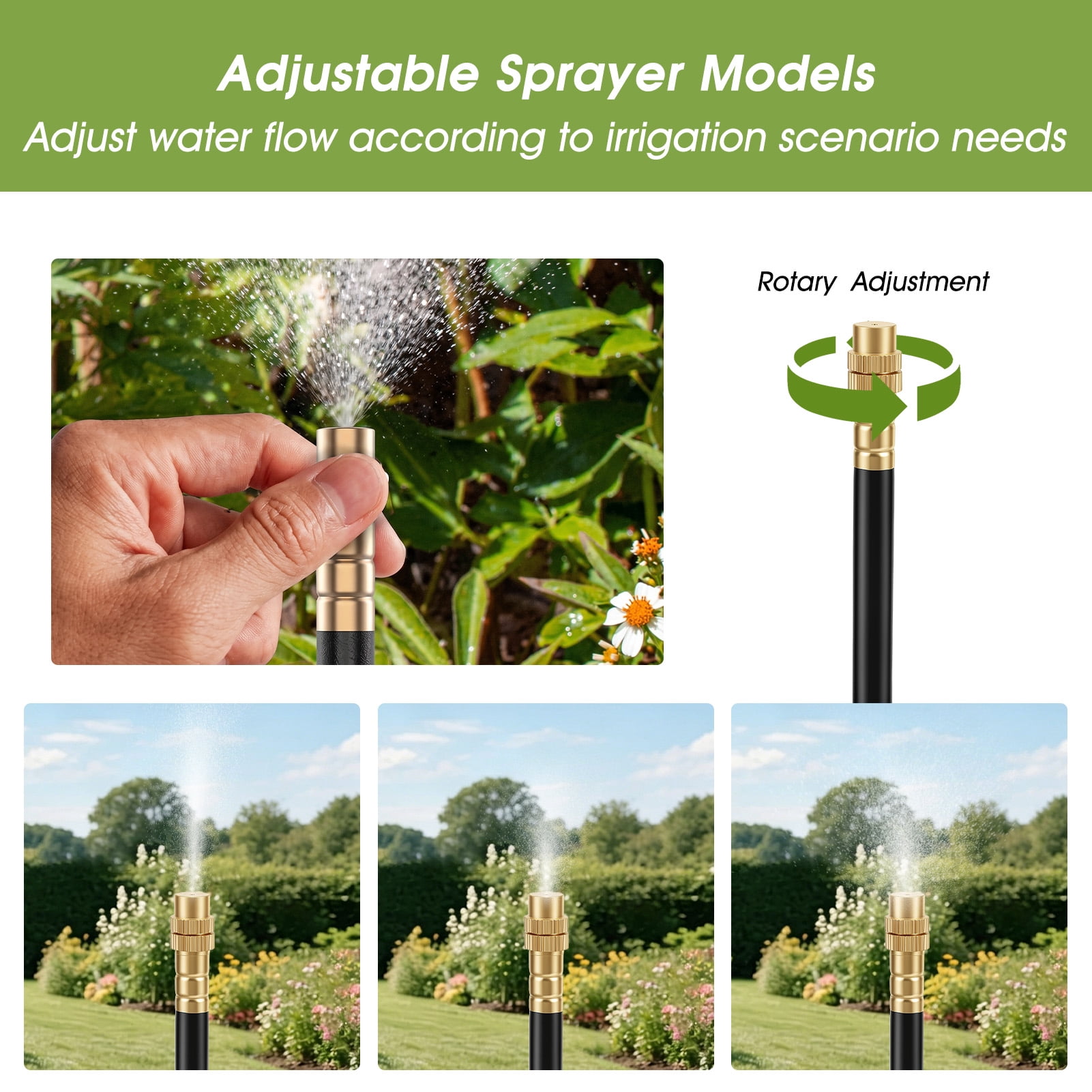 65Ft Drip Irrigation System,Upgrade 360° Adjustable Garden Irrigation Kit with 20pcs Copper Nozzles for Outdoor Plants, Lawn & Garden Use