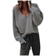 thumbnail image 2 of Puntoco-suéter holgado con cuello en V para mujer, suéter de manga larga de Color, tops, liquidación de Navidad Puntoco Puntoco-662, 2 of 3