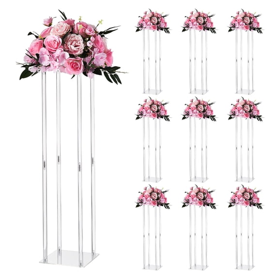 VEVOR Wedding Flower Stand, 10PCS 31.5-inch Column Flower Stand, Floral Stands with Acrylic Laminate, Cylindrical Cubic Floral Display Rack for Wedding, Party, Birthday, Home, Centerpiece Stands