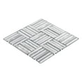 thumbnail image 2 of Modket TDH378AL Aluminum Metallic Silver Foil Glass Parquet Mosaic Tile Kitchen Wall Backsplash, 2 of 5