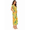 thumbnail image 2 of Women's Tropical Print Short Sleeve Wide Leg Jumpsuit with Tie Waist Detail Yellow S, 2 of 4
