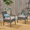 thumbnail image 2 of GDF Studio Kilburn Outdoor Wicker Club Chairs with Cushion, Set of 2, Gray and Light Gray, 2 of 6