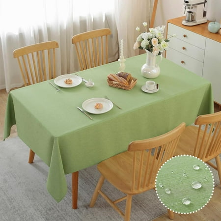 

Textured Table Cloth Rectangle Tables 60×84 Inch Linen Tablecloth Waterproof Spill Proof and Wrinkle Free Table Cover for Dining Table Kitchen Parties and Holidays Green