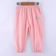 thumbnail image 5 of Domuza Boys Summer Cotton Linen Athletic Sweatpants Unisex Boys Print Lightweight Casual Running Workout Jogger Pants Pink 140, 5 of 7