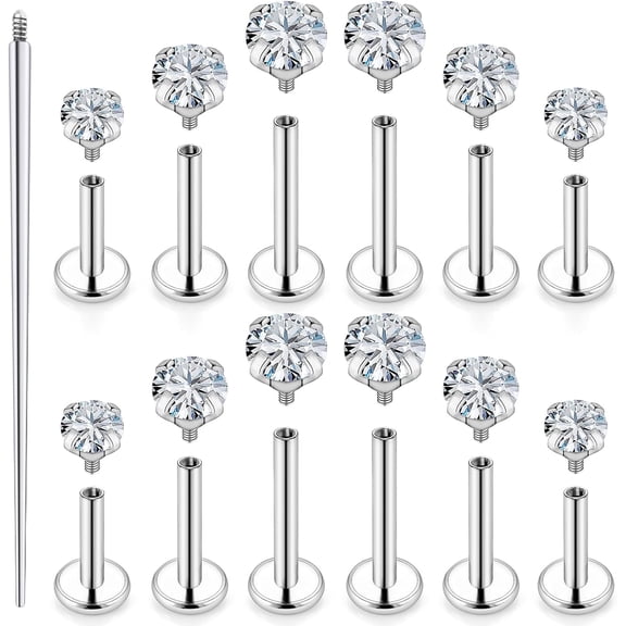 18G 16G Lip Labret Medusa Nose Rings Studs Flat Back Earrings Internally Threaded 316L Surgical Steel Cartilage Tragus Helix Conch Earrings Piercing Jewelry for Women Men 6mm 8mm 10mm[m056]