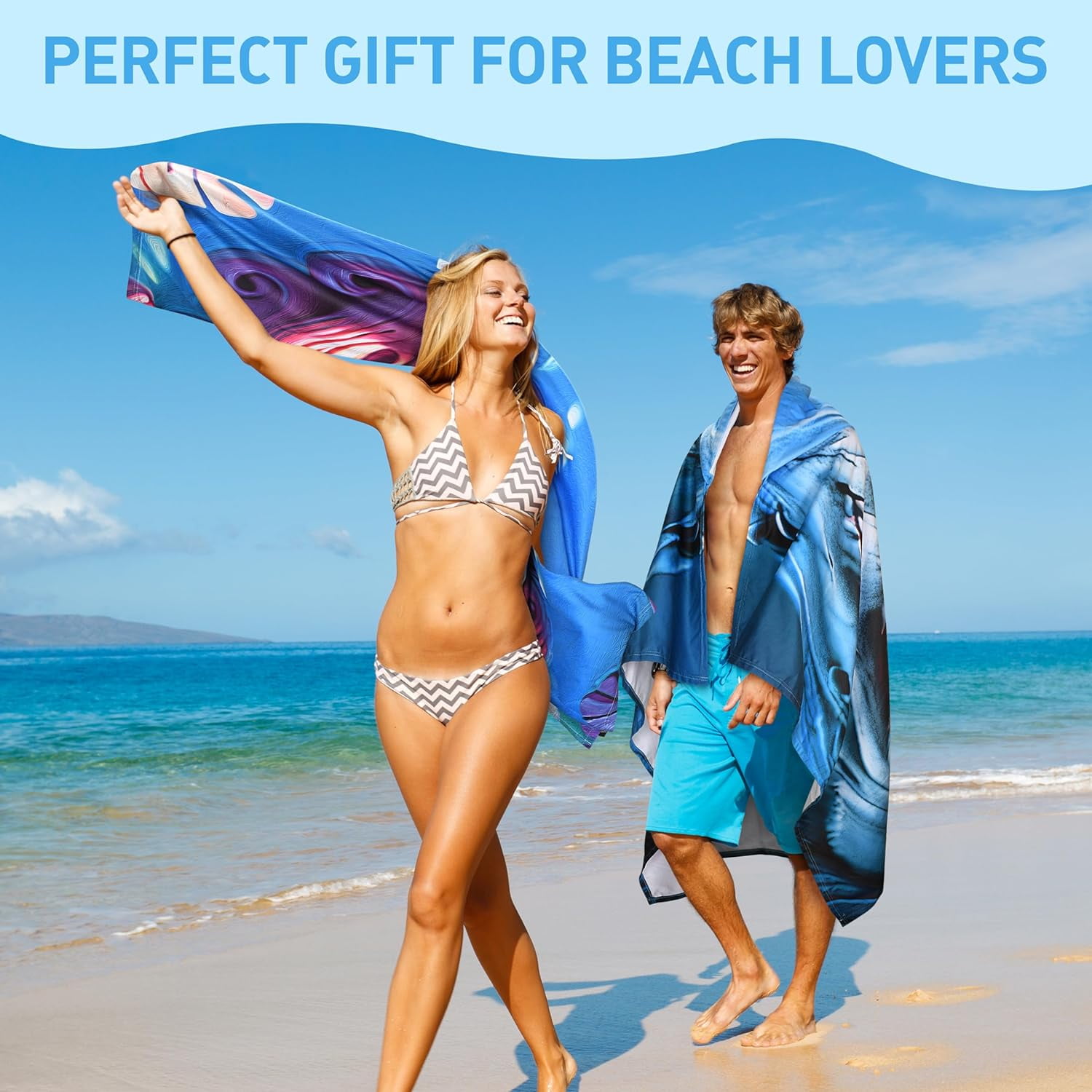 Tirrinia Lightweight Beach Poncho Towel with Hood for Adult, Quick Dry, Travel Surfer Pool
