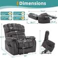 thumbnail image 2 of MEETWARM Oversized Dual Motor Power Lift Chair with Extended Footrest for Big Tall Elderly, Infinite Position Lay Flat Sleeper Electric Recliner, Heat Massage, Lumbar Pillow, USB & Type-C Ports, Gray, 2 of 9