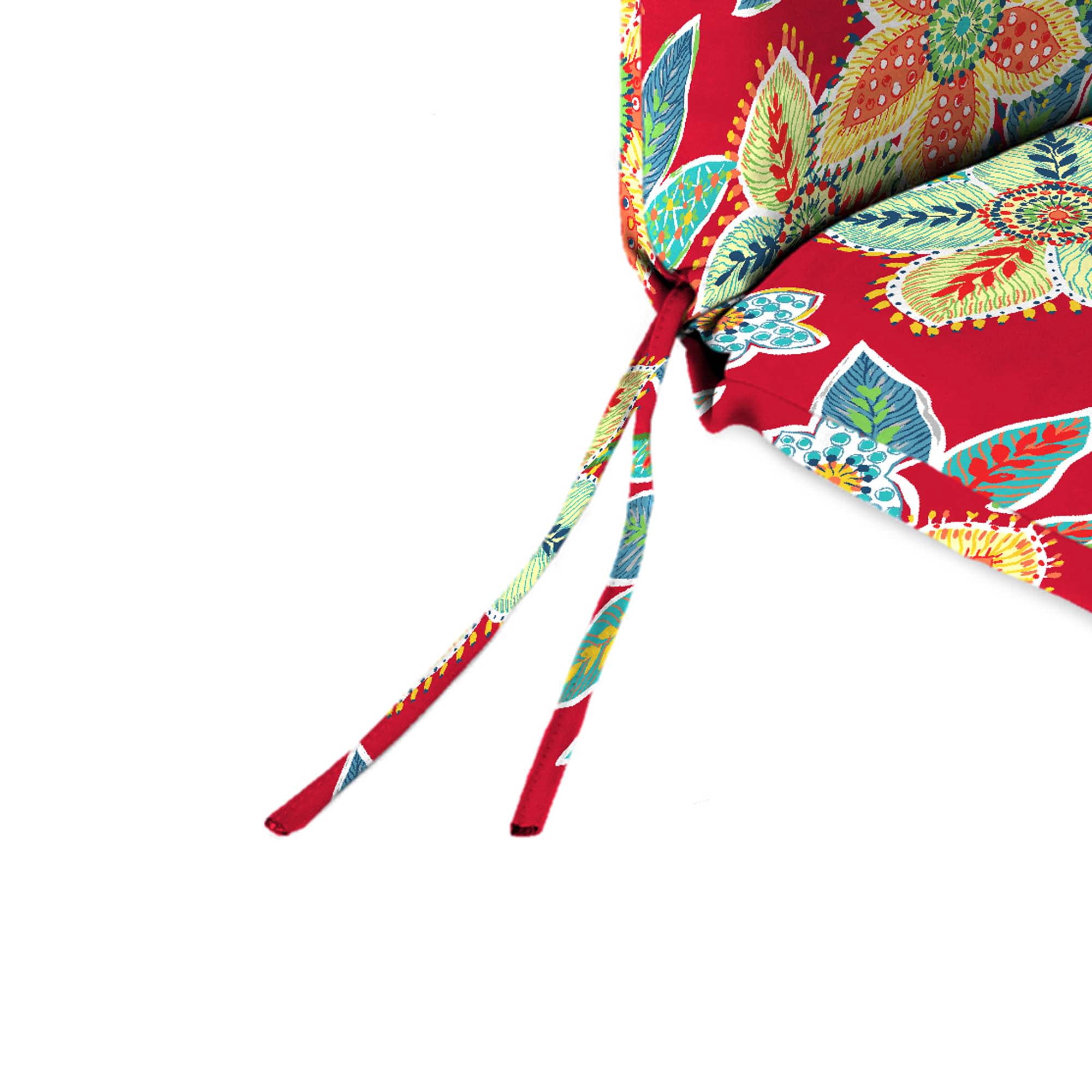 Jordan Manufacturing 72" x 22" Leathra Red Floral Rectangular Outdoor Chaise Lounge Cushion with Ties and Hanger Loop