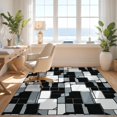 thumbnail image 3 of Design&I 8'x10' Washable Area Rug Fragmented Mosaic Interlocking Shapes Modern Abstract Design for King Size Bedroom, Under Bed, Sleek Flatweave Pet Friendly, 3 of 7