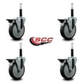 thumbnail image 2 of 5 Inch Thermo Rubber Swivel 3/4 Inch Expanding Stem Caster Set with Brake, 2 of 2