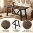 thumbnail image 3 of Dayalane 63“ Dining Table for 4 6 People, Farmhouse Country Style Solid Wood Pine Dining Room Table with Triangle Reinforced Base Rectangular，Grid Pattern Kitchen Table for Kitchen Dining, Brown, 3 of 8