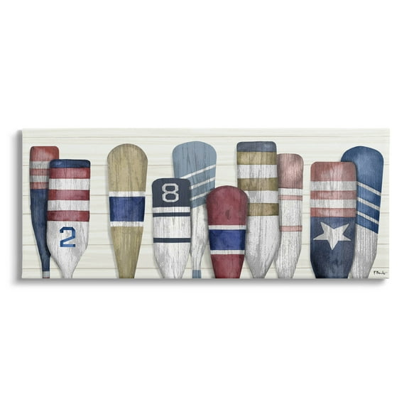 Stupell Industries Port Oars Vintage Americana Patterns Graphic Art Gallery Wrapped Canvas Print Wall Art, Design by Paul Brent