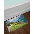 thumbnail image 2 of Nordic Bath Mat, Summer Scenery of Hjorundfjorden Fjord Orsta Municipality Morning View of Norway, Plush Bathroom Decor Mat with Non Slip Backing, 29.5" X 17.5", Blue Green, by Ambesonne, 2 of 2