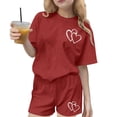 thumbnail image 1 of Ensemble Deux Pièces pour Filles, Haut à Manches Courtes et Short, Col Rond, Tenue d'Été Décontractée avec Petits Imprimés, 1 of 8
