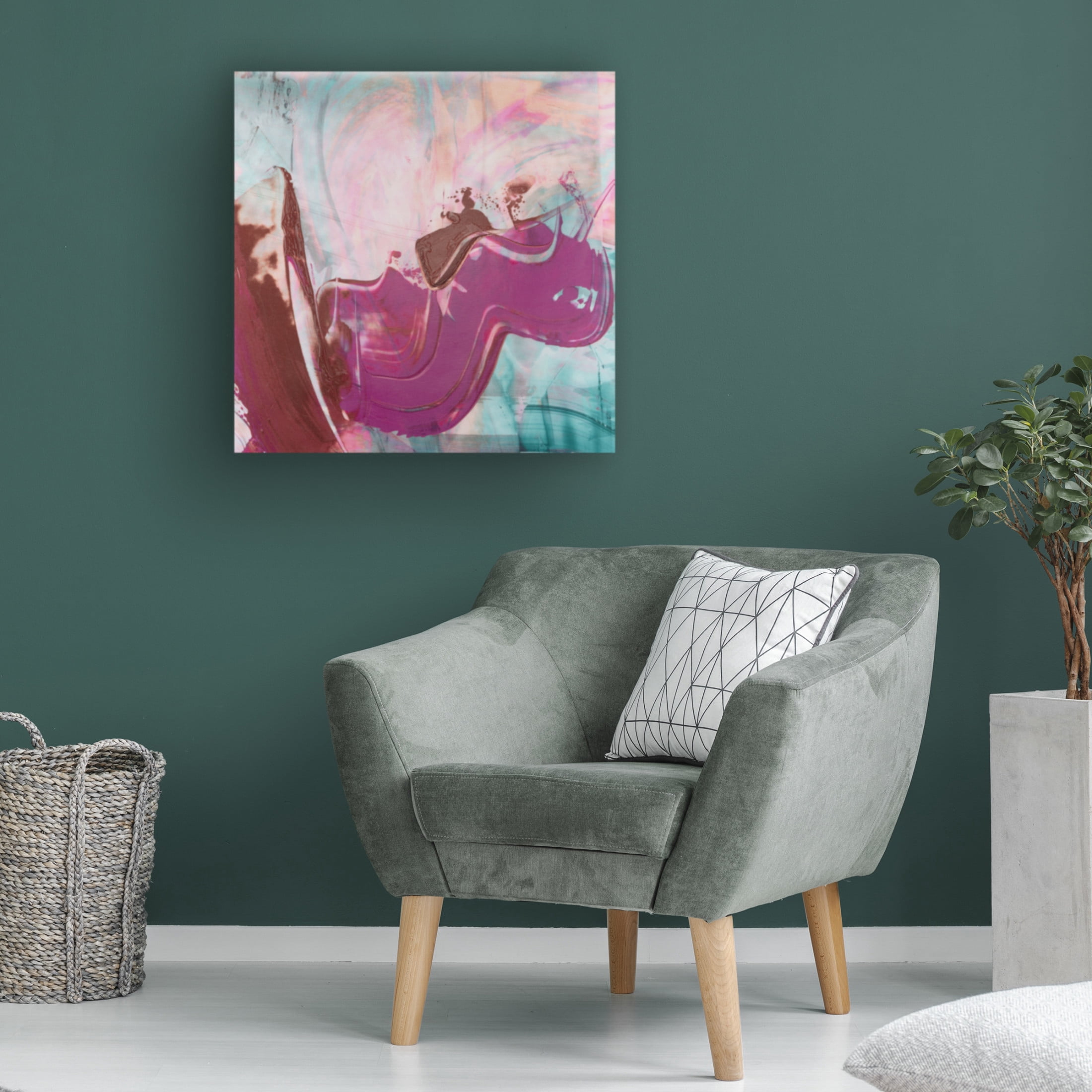 Canvas Wall Art - Ethan Harper 'Magenta and Patina IV' Wall Art for Living Room, Bedroom, or Office Décor by Trademark Fine Art - 14 x 14 Inches