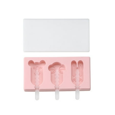 

Hhdxre 3 Cavities Silicone Popsicles Molds Reusable Easy Release Cake Popsicles Mold For DIY Kitchen(Pink 3 Even)