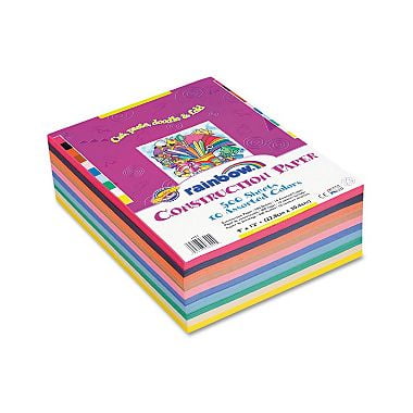 Rainbow Construction Paper - Pacon - Rainbow Super Value Construction Paper Ream, 45 lb, 9 x 12, Assorted - 500 Sheets