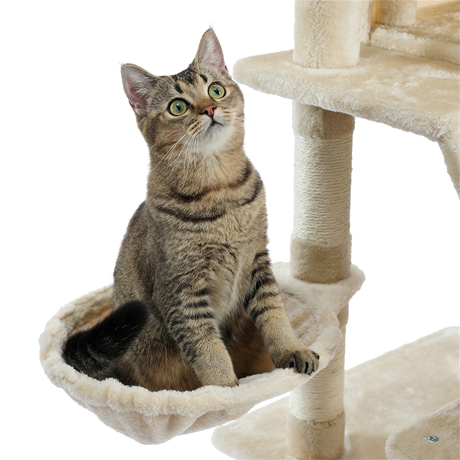 Pefilos 56" Tall Cat Trees Towers with Scratching Posts Condos Hammock Resting Perch, Indoor Pet Activity Furniture Play House for Large Cats Kitty Kitten, Beige Pefilos 56" Tall Cat Trees Towers with Scratching Posts Condos Hammock Resting Perch, Indoor Pet Activity Furniture Play House for Large Cats Kitty Kitten, Beige