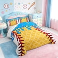 thumbnail image 3 of Homewish Baseball Sport Gamer Queen Comforter Set,Modern Geometric Rhombus Bedding Sets,Blue White Yellow Bedding Comforter Set For Teens,Luxury Bedroom Decor Reversible,3pcs, 3 of 8