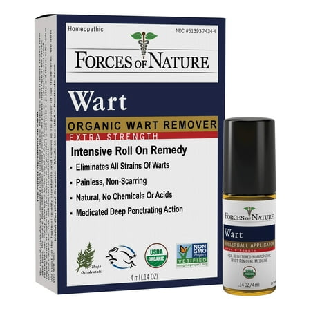 Forces of Nature Wart Control Extra Strength 4ml Rollerball, Organic Plantar, Common Wart Remover