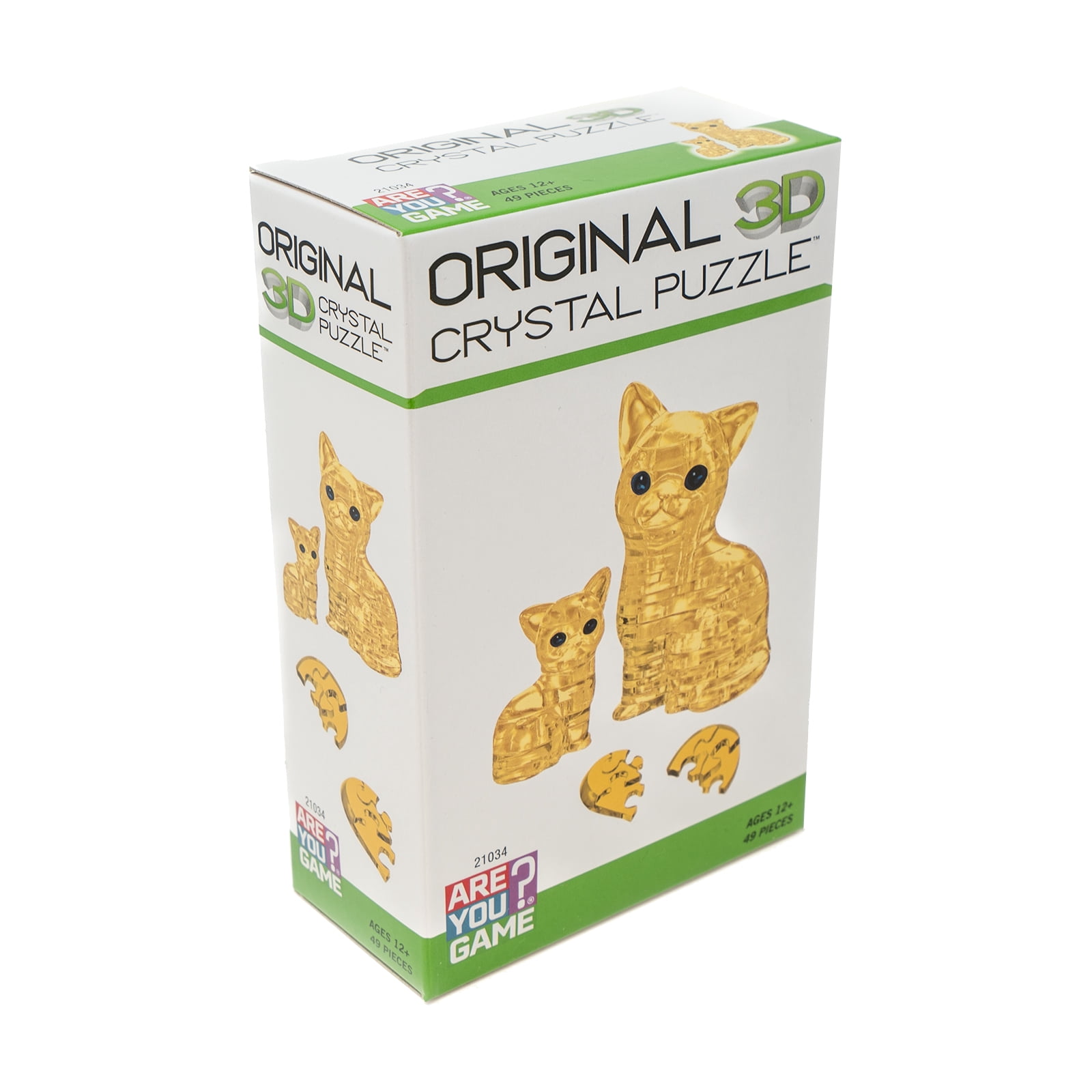 AreYouGame.com 3D Crystal Puzzle - Cat & Kitten (Gold): 49 Pcs