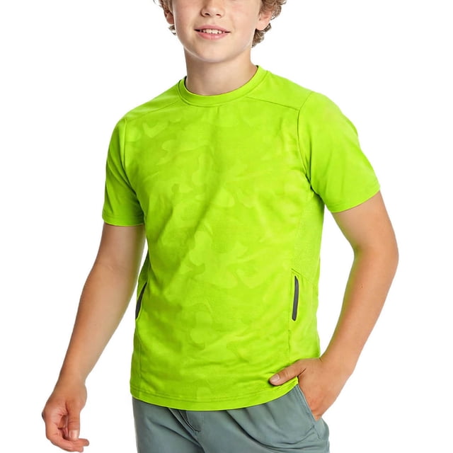 Zpanxa Girls Athletic Shirts Solid Color Round Neck Short Sleeve Sporty Tee Polyester Top 7-8 Years