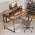 thumbnail image 2 of Cubicubi 47" Home Office Computer Desk with Storage Shelf and Bookshelf, Dark Rustic Finish, 2 of 6