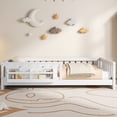 thumbnail image 2 of Euroco Wood Twin Size Platform Bed with Shelves, Floor Bed with Guardrails, White, 2 of 12