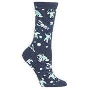 Hot Sox Womens Astronauts Crew Socks, Womens Shoe Size 4-10.5, Denim Heather