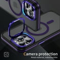 thumbnail image 5 of Dteck Magnetic Case for iPhone 16 ,Shockproof Translucent Matte PC+TPU Case Compatible with MagSafe Built-in Camera Stand  Back Cover for iPhone 16,Purple, 5 of 8