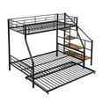 thumbnail image 5 of Elitezip Twin Over Full Bunk Bed with Twin Size Trundle and Storage Staircase, Heavy Duty Metal Bunk Bed Frame with Safety Guardrail, Space-saving Bunk Bed for Teens, Adults, Noise Free, Black, 5 of 7