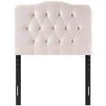thumbnail image 3 of Contemporary Modern Urban Designer Bedroom Twin Size Tufted Headboard, Velvet Fabric, Pink, 3 of 5