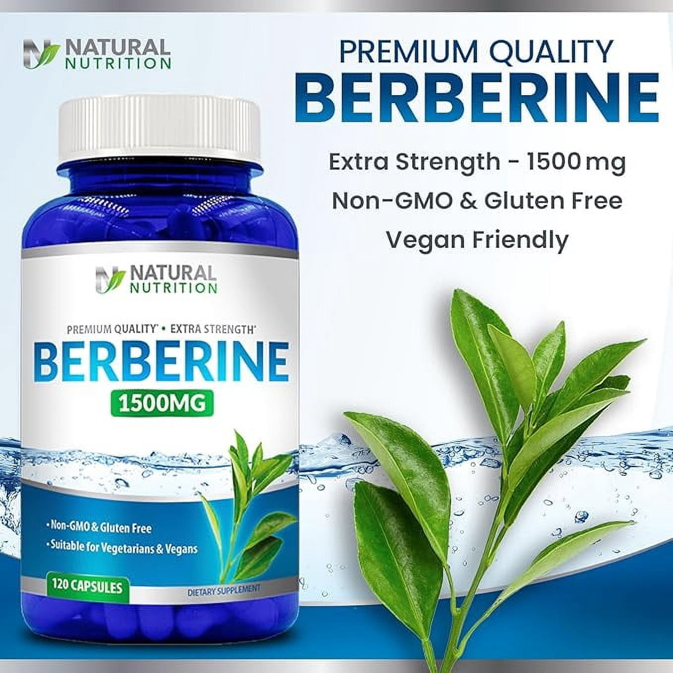 Natural Vitamin Berberine HCL 1500mg 120 Capsules Extra Strength (Gluten Free & Non-GMO)