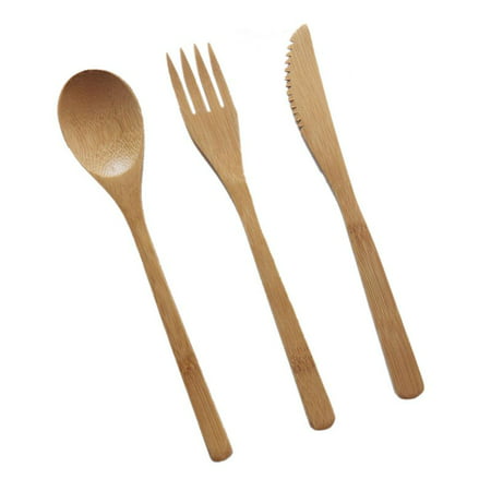 Travel Portable Bamboo Utensil Cutlery Flatware Set for Home Office Camping