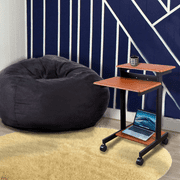 Stand Up Desk Store Rolling Adjustable Height Two Tier Standing Desk Computer Workstation (Black Frame/Teak Top, 24 Wide)