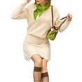 thumbnail image 5 of Fall Winter Long Sleeve Women 2 Piece  Skirt Sets Solid Color Knit Sweater and Mini Skirt Set, 5 of 7
