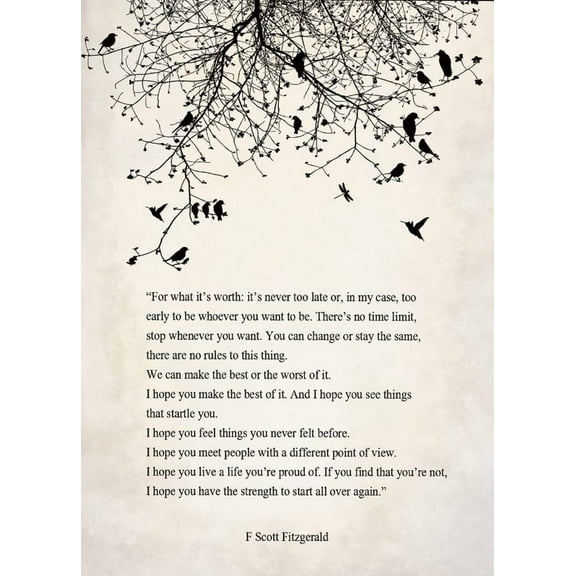 F Scott Fitzgerald Poem Wall Art poster  What It'S Worth Quote Poster Inspirational Print Canvas Wall Art For Home Office