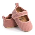 thumbnail image 5 of Odeerbi Infant Toddler Girls Princess Prewalker Shoes Corduroy Soft Sole Crib Shoes Baby Kids Newborn Sandals Pink, 5 of 7