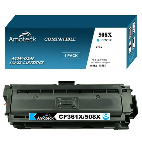 Amateck Compatible Toner Cartridge Replacement for HP CF361X 508X Cyan 1 Pack for Color Enterprise M533X, M552dn, M553dn, M553n, M553x, M577c, M577z, M577dn, M577f, M553xm, M577cm, M577dnm