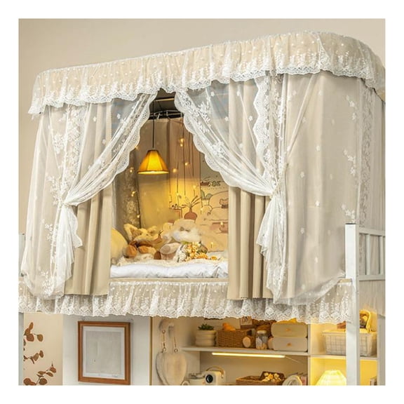 Bunk Bed Privacy Curtain Set with Aluminum Frame and Mosquito Net,Blackout and Mesh Privacy Curtain for Single Beds, Loft Beds, Student Dorms