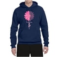 thumbnail image 2 of Wild Bobby, Faith Pink Ribbon Sunflower, Breast Cancer Awareness, Unisex Graphic Hoodie Sweatshirt, Navy, Large, 2 of 5