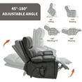 thumbnail image 5 of Newest Dark Grey Leatheraire Heat Massage Dual Motor Infinite Position Up to 350 LBS Large Electric Power Lift Recliners with Hidden Cup Holders, Power-Remote, Medium-firm , Heavy Duty, 5 of 9