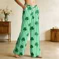 thumbnail image 3 of Fgvctg Women's St. Patrick's Day Pajamas Comfy Sleepwear Wide Leg Pajamas Shamrock Clover Graphic High Waisted Pj Pants Oversized Spring Drawstring Lounge Pants with Pockets Green 3XL, 3 of 6