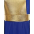 thumbnail image 5 of YiZYiF Womens Asymmetrical Praise Dance Dress Tunic Color Block Liturgical Worship Dance Costume Royal_Blue XXL, 5 of 7