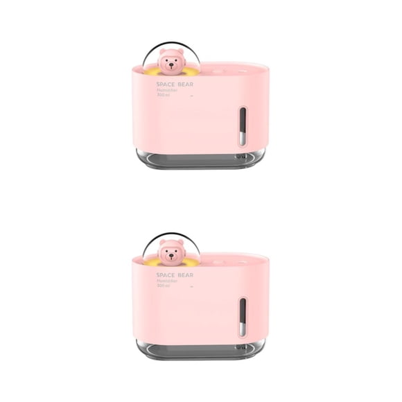 Billuyoard Mini humidificador de aire de oso de dibujos animados de , difusor de niebla colorido, purificador de Aroma, humidificadores de Rosa 2Conjunto