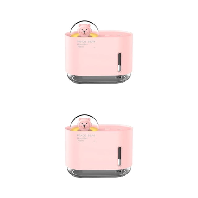 Billuyoard Mini humidificador de aire de oso de dibujos animados de , difusor de niebla colorido, purificador de Aroma, humidificadores de Rosa 2Conjunto