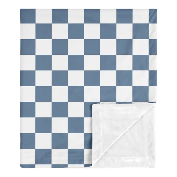 Sweet Jojo Designs Blue Gingham Checkered Plaid Boy Baby Receiving Security Blanket